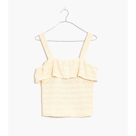 Madewell Cotton Ruffled Tank Top in Cream – Size Medium NWOT - Picture 3 of 7